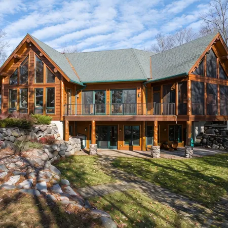Custom-Built Log Cabin Family Friendly Home on Round Lake, Close to Trails!