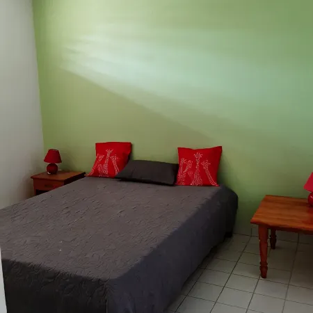 Blue and coral apartment