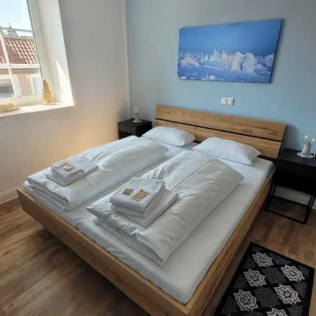 Farbzauber Blau im Harz apartment Thore with sauna, balcony, garden, bicycle shed
