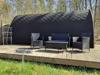 Mini hotel by the lake in the Mecklenburg Lake District, sleeping barrel