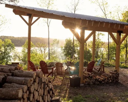 Glamping RV Overlooking Conesus Lake Finger Lakes Region Fire Pit A/C and Pool Hotels in Conesus