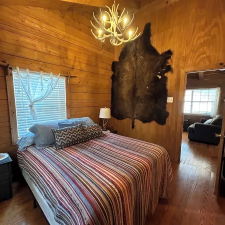 Cozy Log Cabin called Buffalo Horizon. Sleeps 4. Close to Frio River