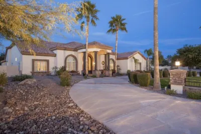 Private Desert Oasis – Resort Pool, Waterslide, Spa, Fire Pit & Lounge Hotels near Walgreens