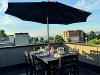 Private Rooftop  BayView&Town2 Lake Michigan Views. Walk to Beach AND Dining! - balcony
