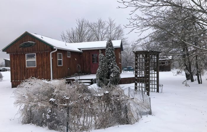 Located Behind a Tree Filled Garden Near Our Horse Barn and Farm Sanctuary.