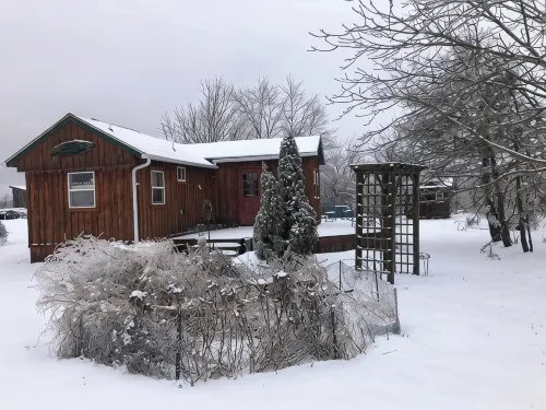 Located Behind a Tree Filled Garden Near Our Horse Barn and Farm Sanctuary. - Chalets