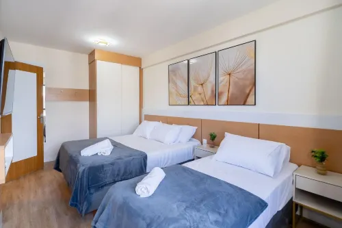 Fully Equipped Accommodations in a Building With Pool and gym in Downtown Florianopolis - Lins - 健身室/gym room