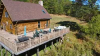 Poconos True Log Cabin with Views, Hot Tub & Game Room