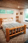 Modern mountain- inspired monoslope home located in the beautiful Northwoods