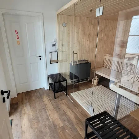 Color magic blue in the Harz apartment Smilla with sauna, terrace and bicycle shed