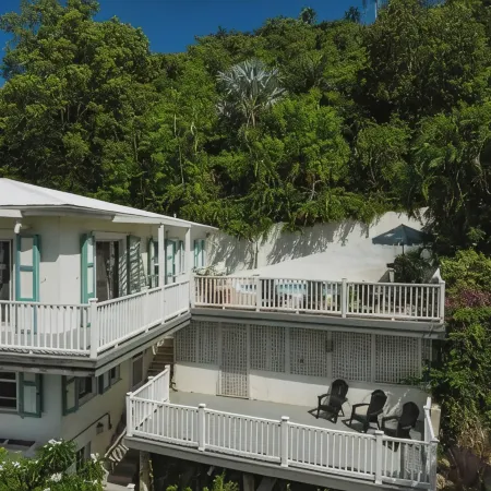 Quiet hillside villa with expansive sea, beach, and mountain views...