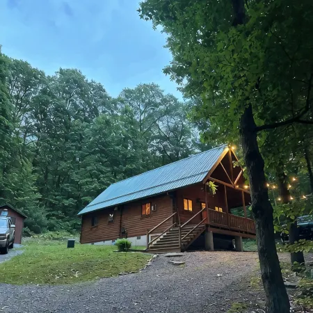 Beautiful cabin in the woods.