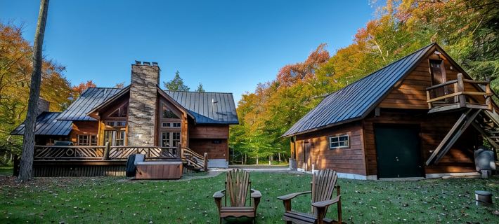 New Large Adirondack Lodge with Pond Waterfront and A/C ウェッブのホテル