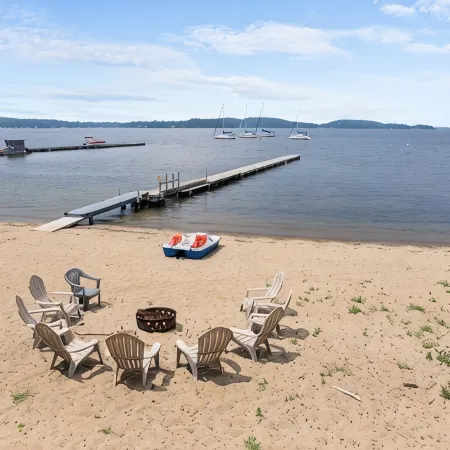 The Eastside ~ Modern Coastal Getaway w/ Pool, Private Beach, Sauna and Dock