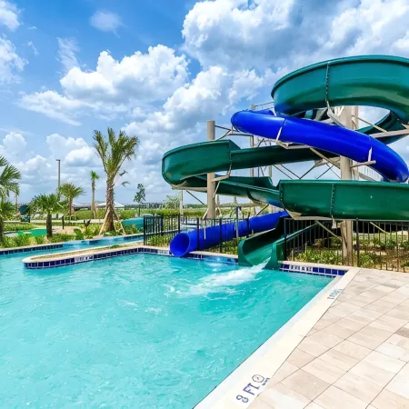 private pool/communal pool/games room/themed bedrooms