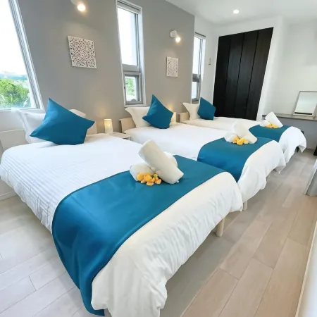 [Churaumi/Kouri] 1min Beach/Hotel-Quality Villa/Max 10ppl/2 Parking/White Cube Yagaji Okinawa
