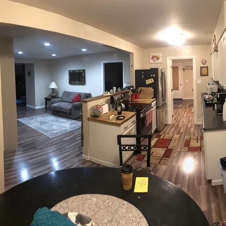 3 bed 2 bath house w/ covered parking spot and fenced backyard.