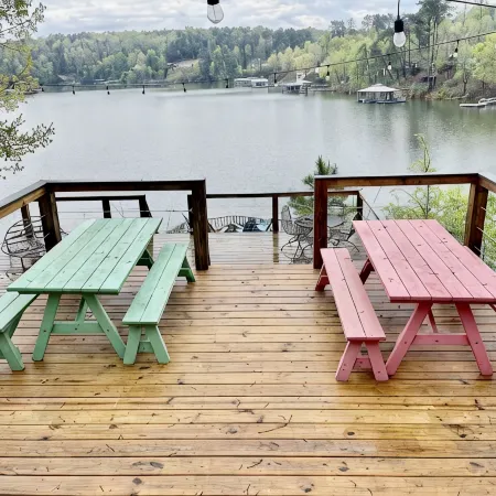 A-Deck With a View. A unique lakeside home on Smith Lake