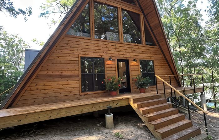Modern lakefront cabin nestled in the piney woods of East Texas. Pet Friendly!