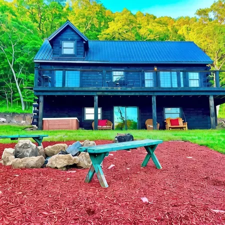 Black Bear A-Frame Waterfront Log Cabin with Hot Tub Jacuzzi