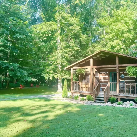 Extremely clean cabin in a quiet setting with an outdoor fire pit.