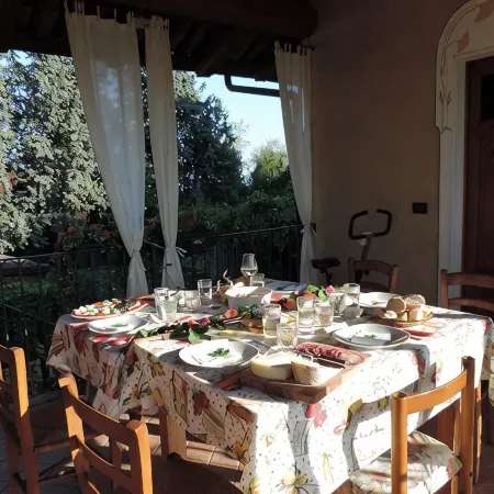 Isolated on hill, flat with terrace,garden among romanesque art,quiet,nature