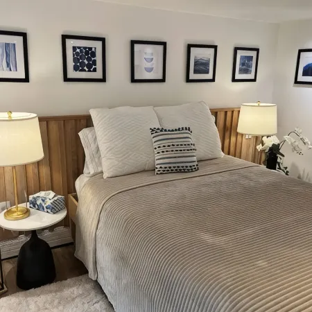 Southern New England Luxury with private patio, fireplace, spa like bathroom!
