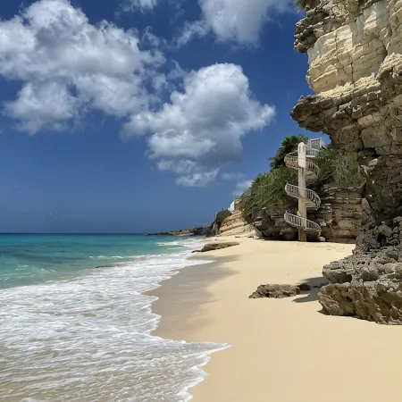 Cupecoy ocean view 2BR condo - pools/private beach