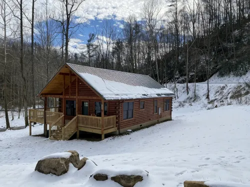 New 2/2 log cabin, rushing trout stream, hot tub, fireplace, 4 acres - Alppimaja