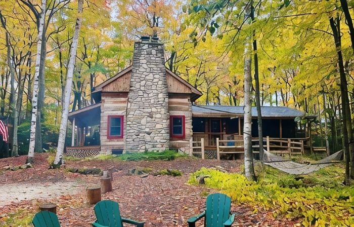 Hand Hewn Log Cabin Newly Renovated, rustic-modern design