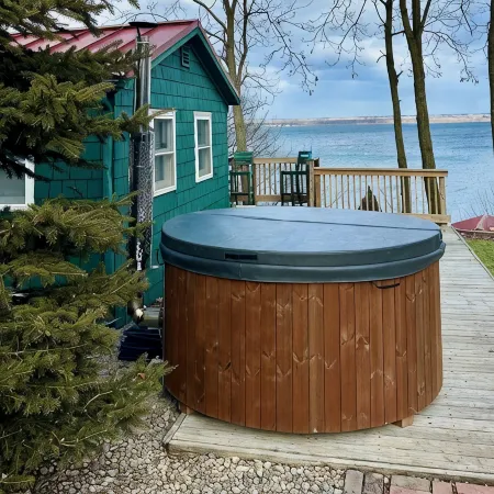 Cozy Cabin with 165 Ft Beach and Wood-Fired Hot Tub! Center of Flx Wine Country!