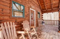 Bear Hugs cabin nestled in the woods.