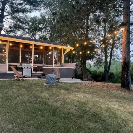 Private, newly renovated lakefront cottage on 10+ acres of land.