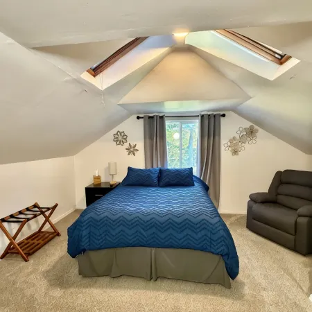 The Blue Haven Getaway, with Window AC Units in the Summer.