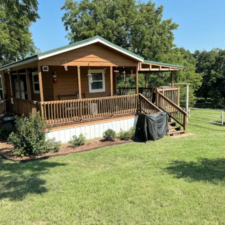 Ben Ranch Cabin # 2 located in a century old Pecan Orchard. 2 Bedroom plus couch