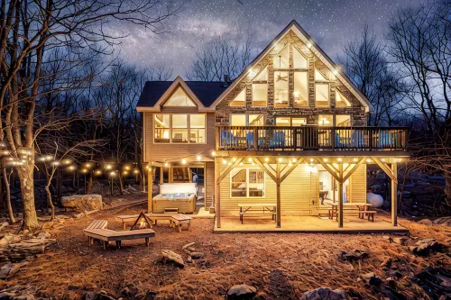 Sleeps 20, Lake Harmony -Hot Tub, Fire Pit, Games - Views -Super Spacious - 4-Star