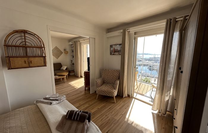 Panoramic sea view of port and beaches