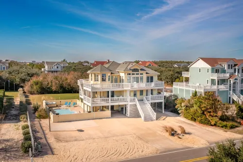 Corolla Oceanside in Whalehead - Heated Pool - 7BR/6.5BA - Short Walk to Beach! - 3-Star