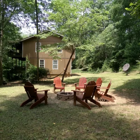 Private retreat at the waters edge of one of NE Ga premier trout streams.