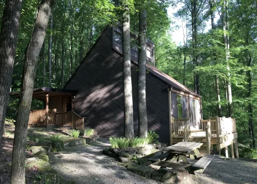 Mid-century A-frame style cabin with lake views near the heart of Amish Country - Chalets