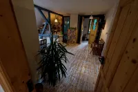 Landhaus Kunterbunt at the forest and river with chicken and sheep in the Thuringian Forest