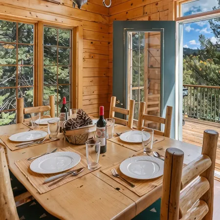 LOG CABIN w/Mtn View, Hot Tub, & Fireplace!
