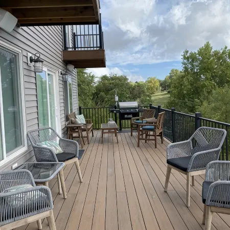 Quaint house on the bluffs overlooking the scenic Missouri River.