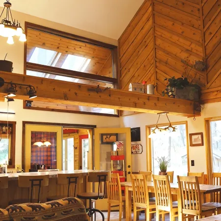 Wilderness Setting with lodge/cabin Feel.