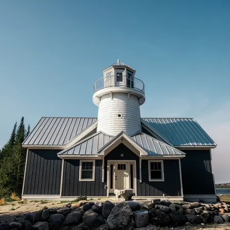 Bois Blanc Island Lighthouse Home. Iconic Sunset Views of the Mackinac Bridge!