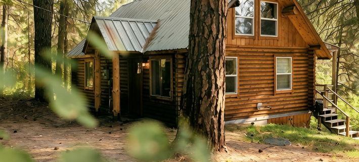 Modern romantic 2-bed log cabin in the forest Hotels in Boise County