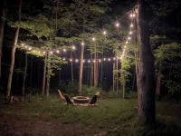 Glamp in this Cozy Tiny A-Frame Cabin: Electricity, Heating, AC, Wi-Fi & Hot Tub