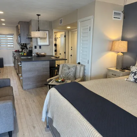 Totally Remodeled Beachfront Studio-Step out your door onto the sand. Really! D
