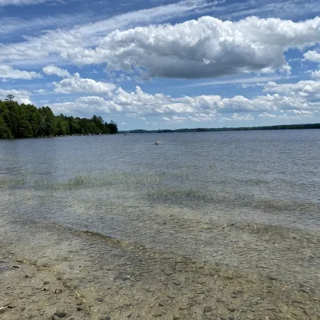 Beautiful private beach area within steps from the modern updated log home