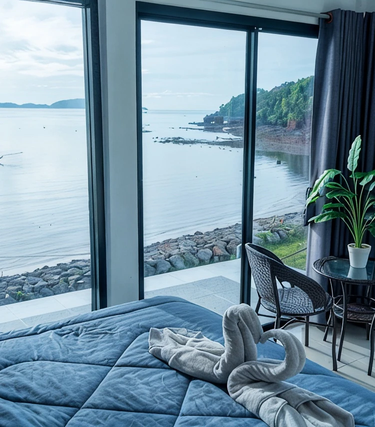 รูปภาพของห้องติดทะเลเเละพระอาทิตย์
